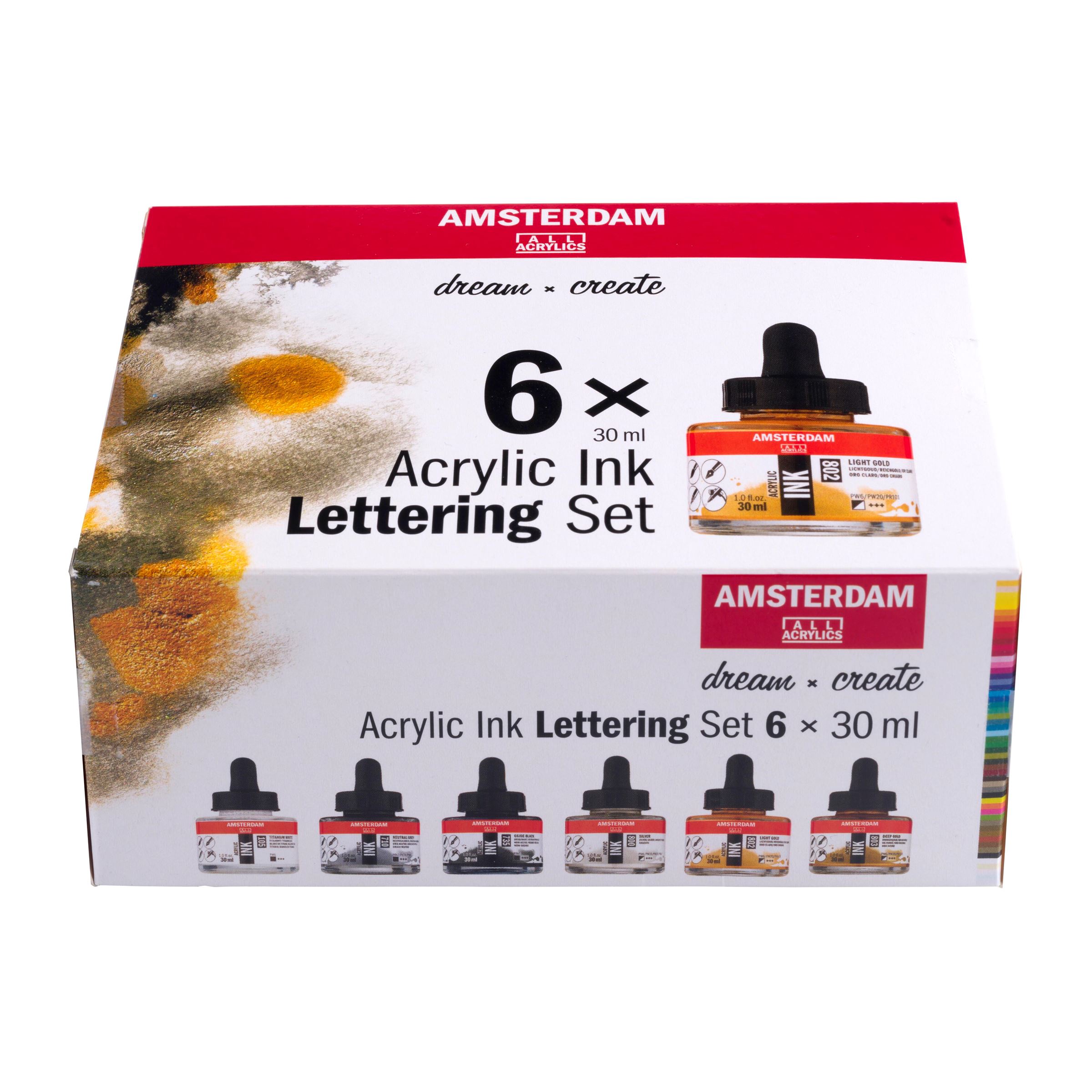 Acryltinte Lettering-Set | 6 x 30 ml